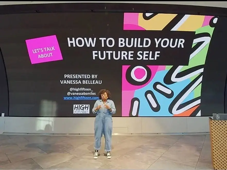 Vanessa presenting 'How to build your future self'
