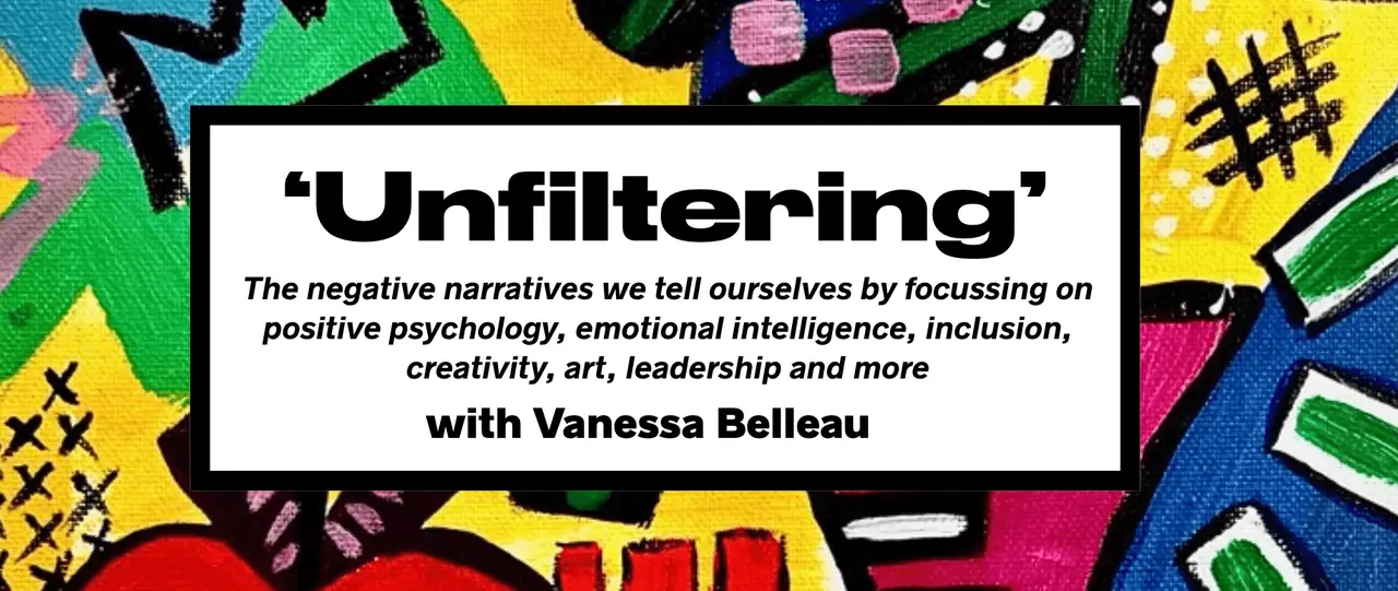 Vanessa's colourful hand-painted artwork used for the Unfiltering newsletter